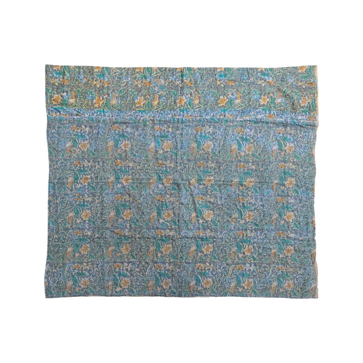 Blue Yellow Reversible Kantha Throw