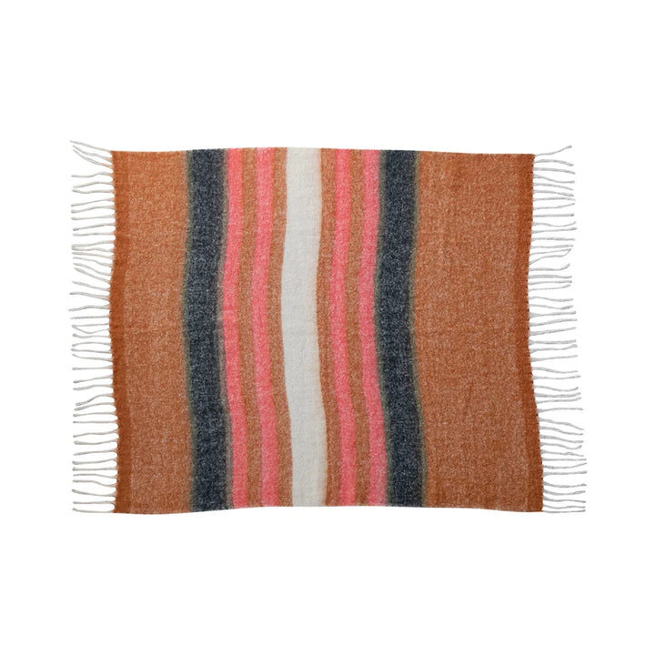 Brushed Throw Blanket w/ Stripes