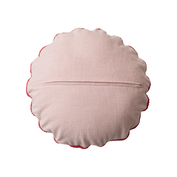 Round Scalloped Pillow - Merry Piglets