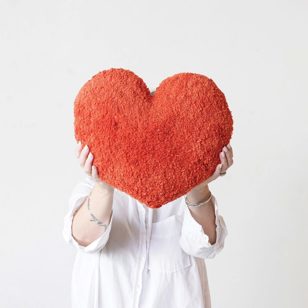 Cotton Tufted Heart Pillow - Merry Piglets