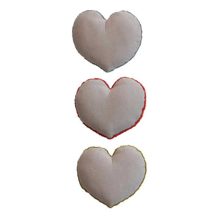 Cotton Tufted Heart Pillow - Merry Piglets