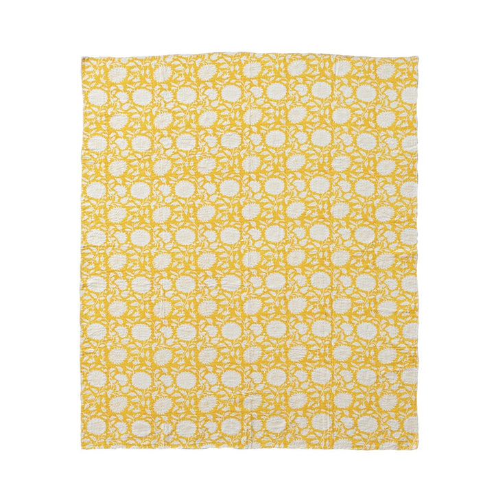 Yellow Block Printed Throw