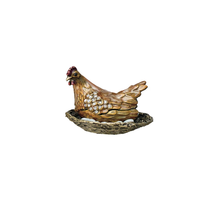 Enameled Hen Trinket Box