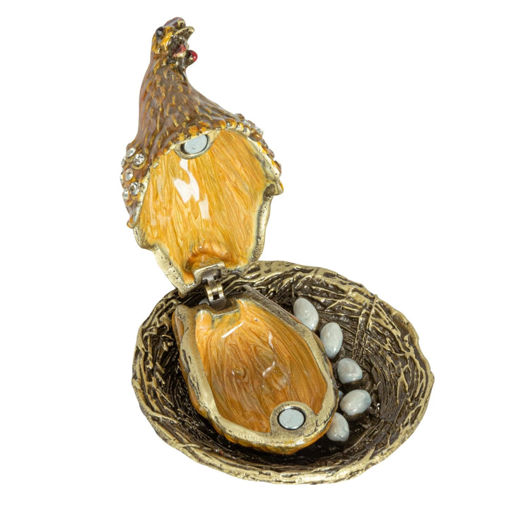 Enameled Hen Trinket Box