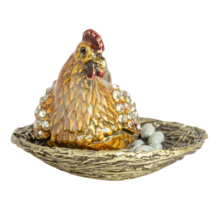Enameled Hen Trinket Box