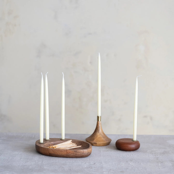Wood and Metal Taper Candle Holder