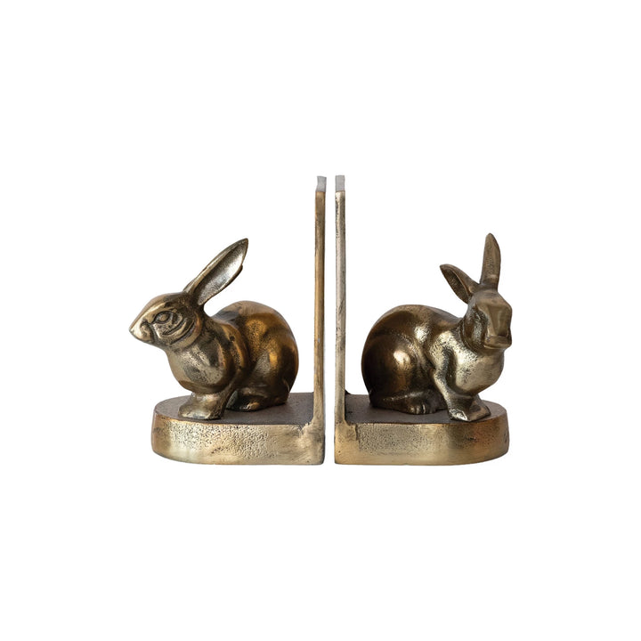 Antique Gold Rabbit Bookends