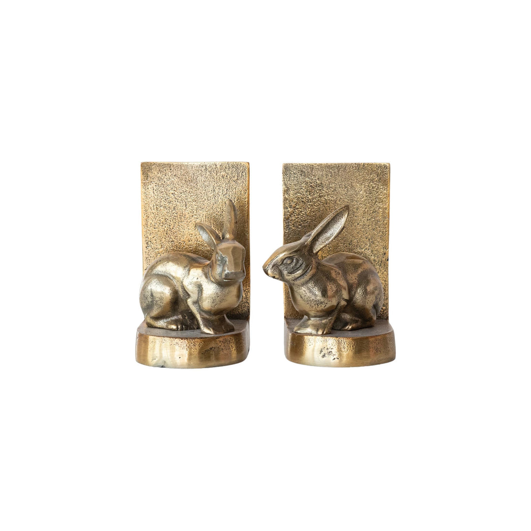Antique Gold Rabbit Bookends