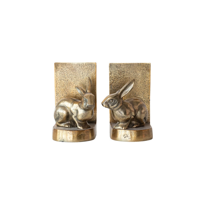 Antique Gold Rabbit Bookends