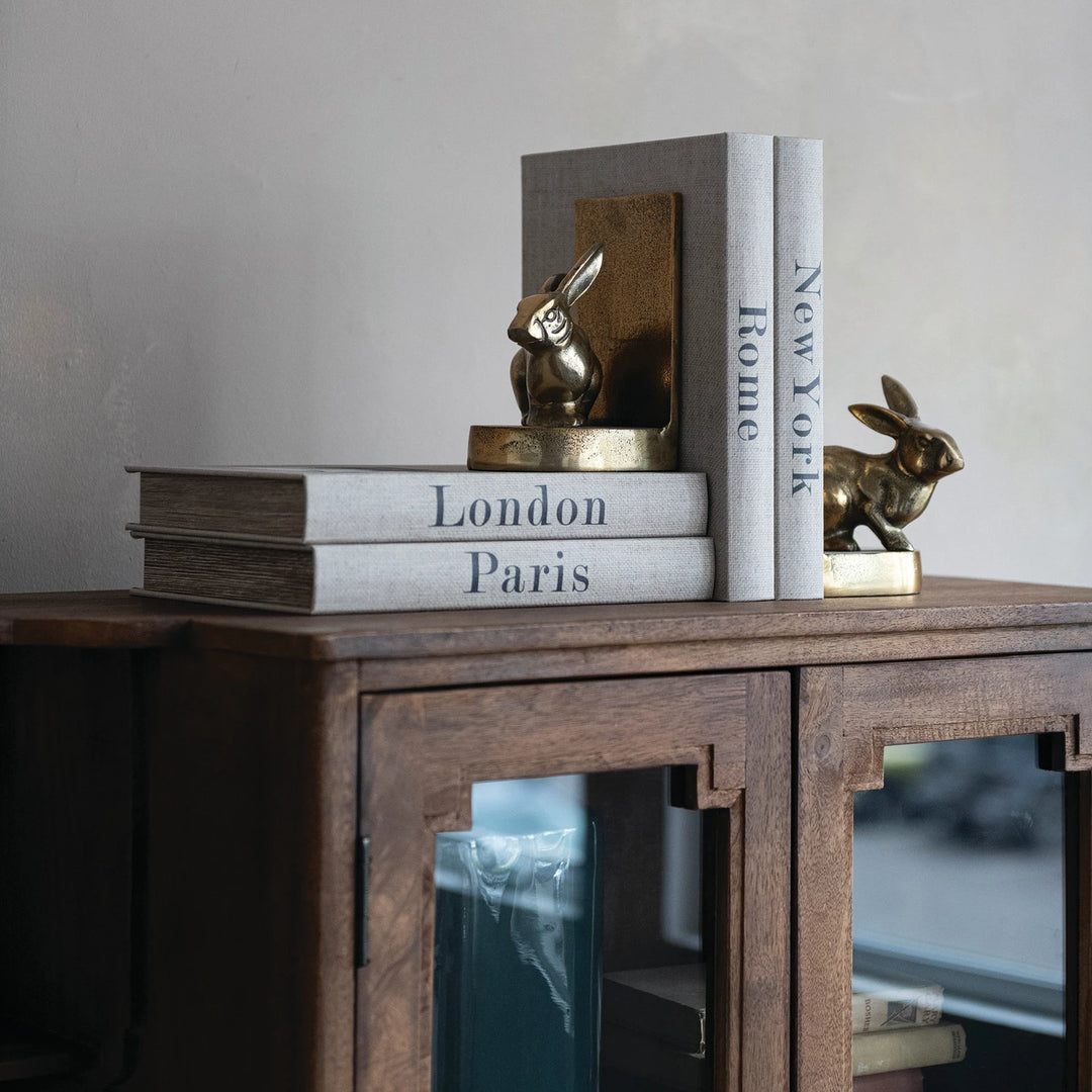 Antique Gold Rabbit Bookends