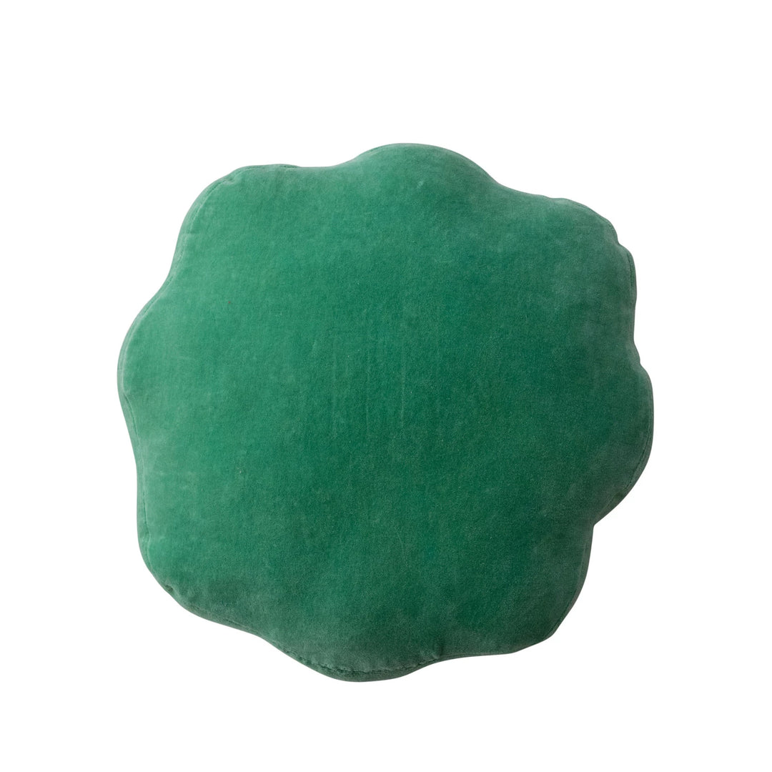 Round Scalloped Embroidered Pillow