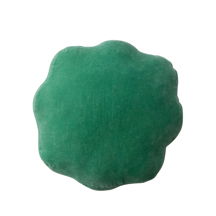 Round Scalloped Embroidered Pillow