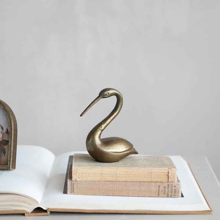 Antiqued Heron Figurine