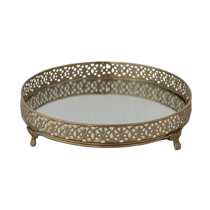 Metal Filagree Tray w/ Mirror