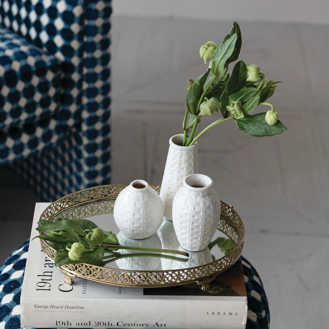 Metal Filagree Tray w/ Mirror