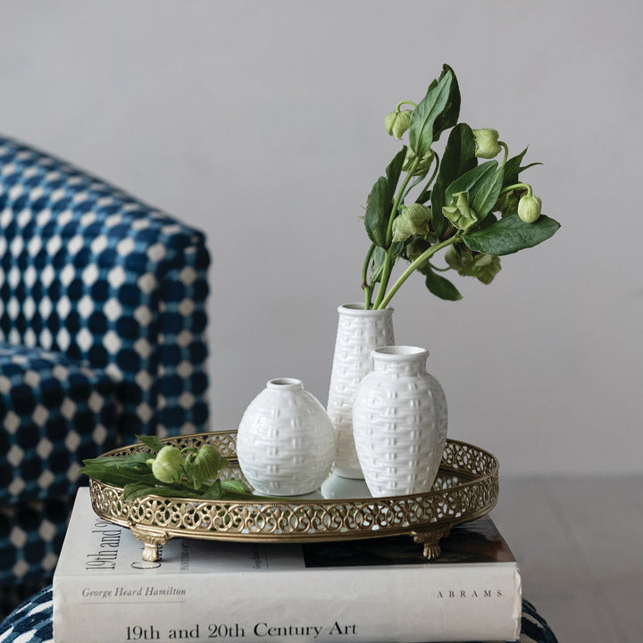 Metal Filagree Tray w/ Mirror