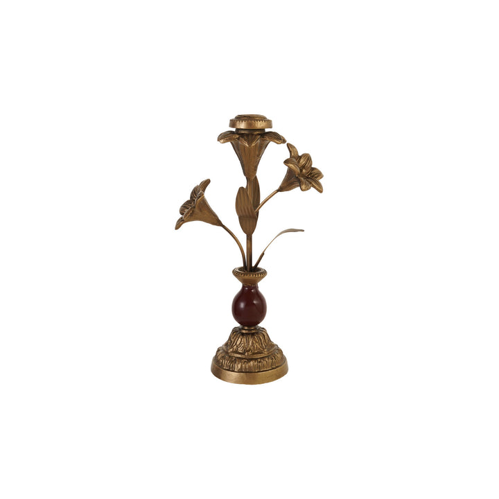 Cast Iron Taper Holder with Flowers