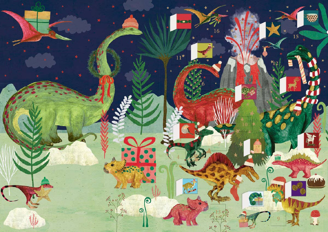 Dinosaur Christmas Advent Calendar Greeting Card - Merry PigletsRoger La Borde