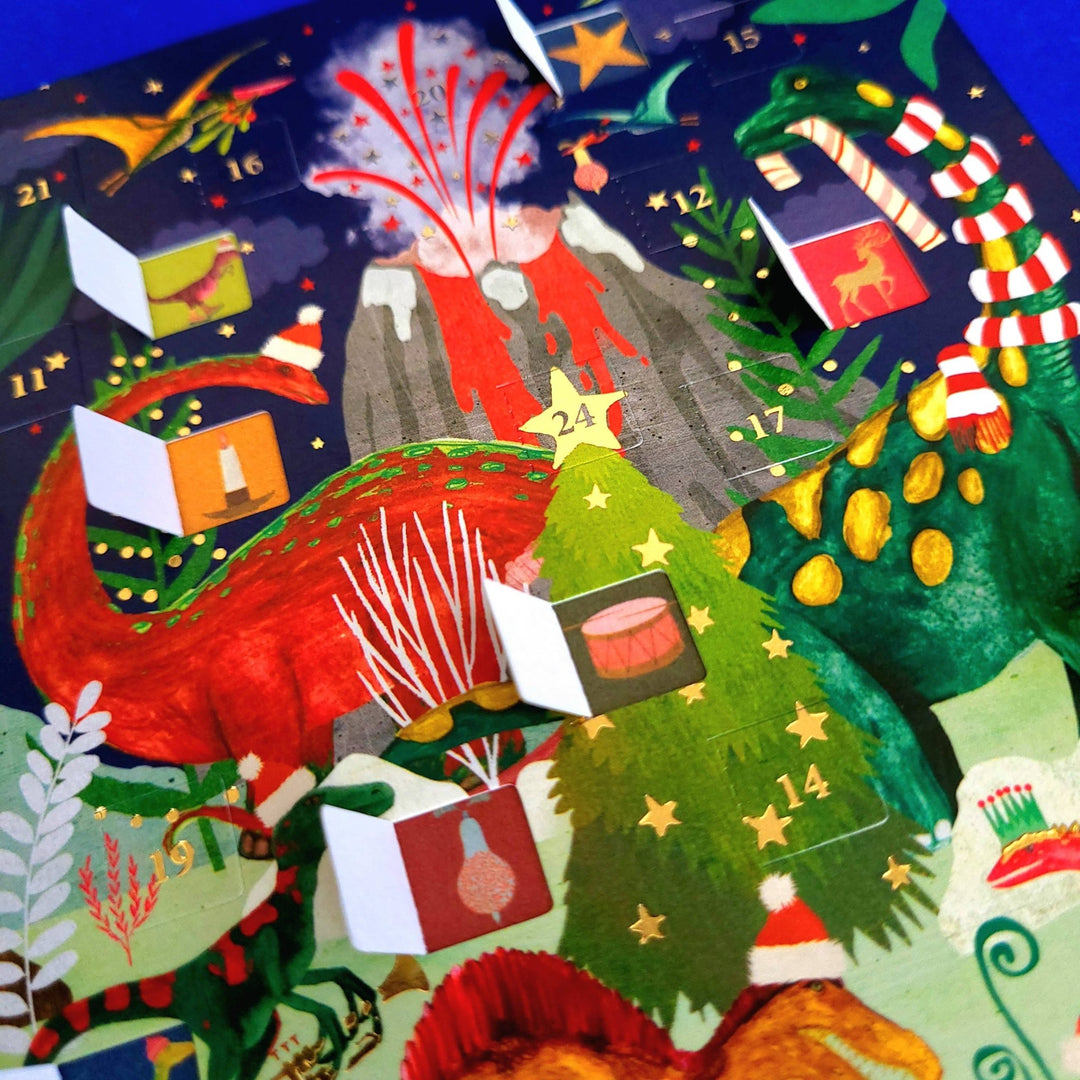 Dinosaur Christmas Advent Calendar Greeting Card - Merry PigletsRoger La Borde
