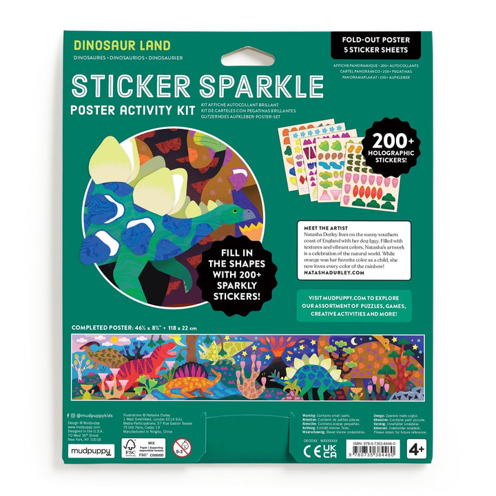 Dinosaur Land Sticker Sparkle Poster Activity Kit - Merry PigletsMerry Piglets