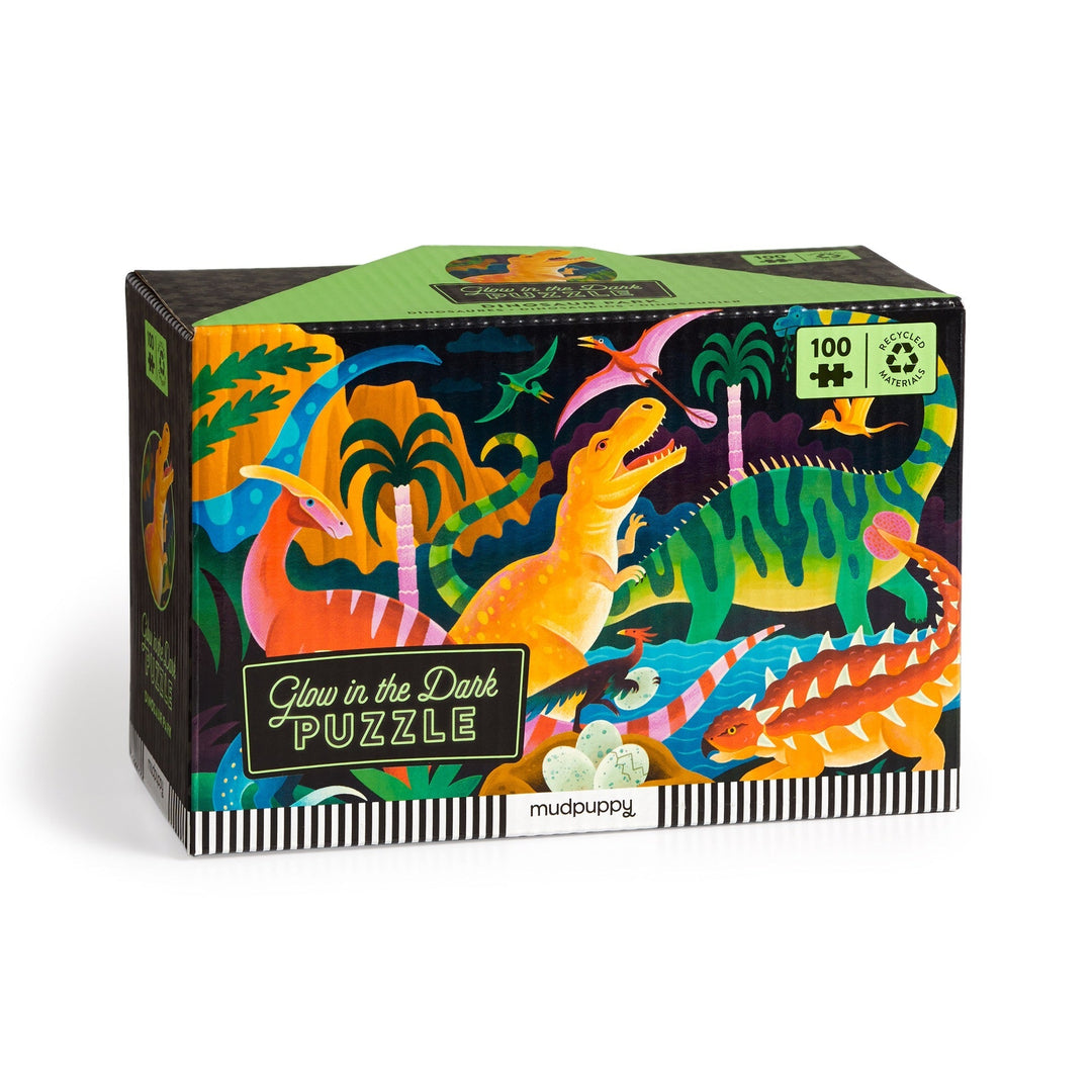 Dinosaur Park 100 Piece Glow in the Dark Puzzle - Merry PigletsMudpuppy