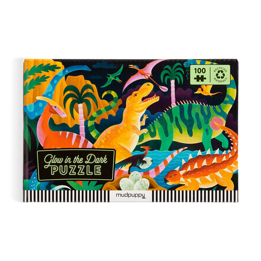 Dinosaur Park 100 Piece Glow in the Dark Puzzle - Merry PigletsMudpuppy