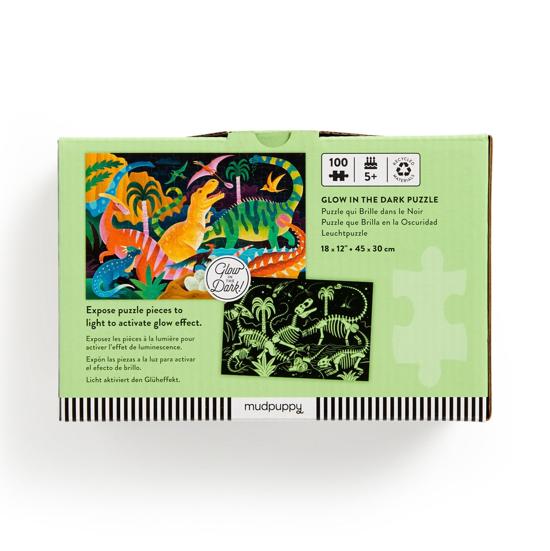 Dinosaur Park 100 Piece Glow in the Dark Puzzle - Merry PigletsMudpuppy