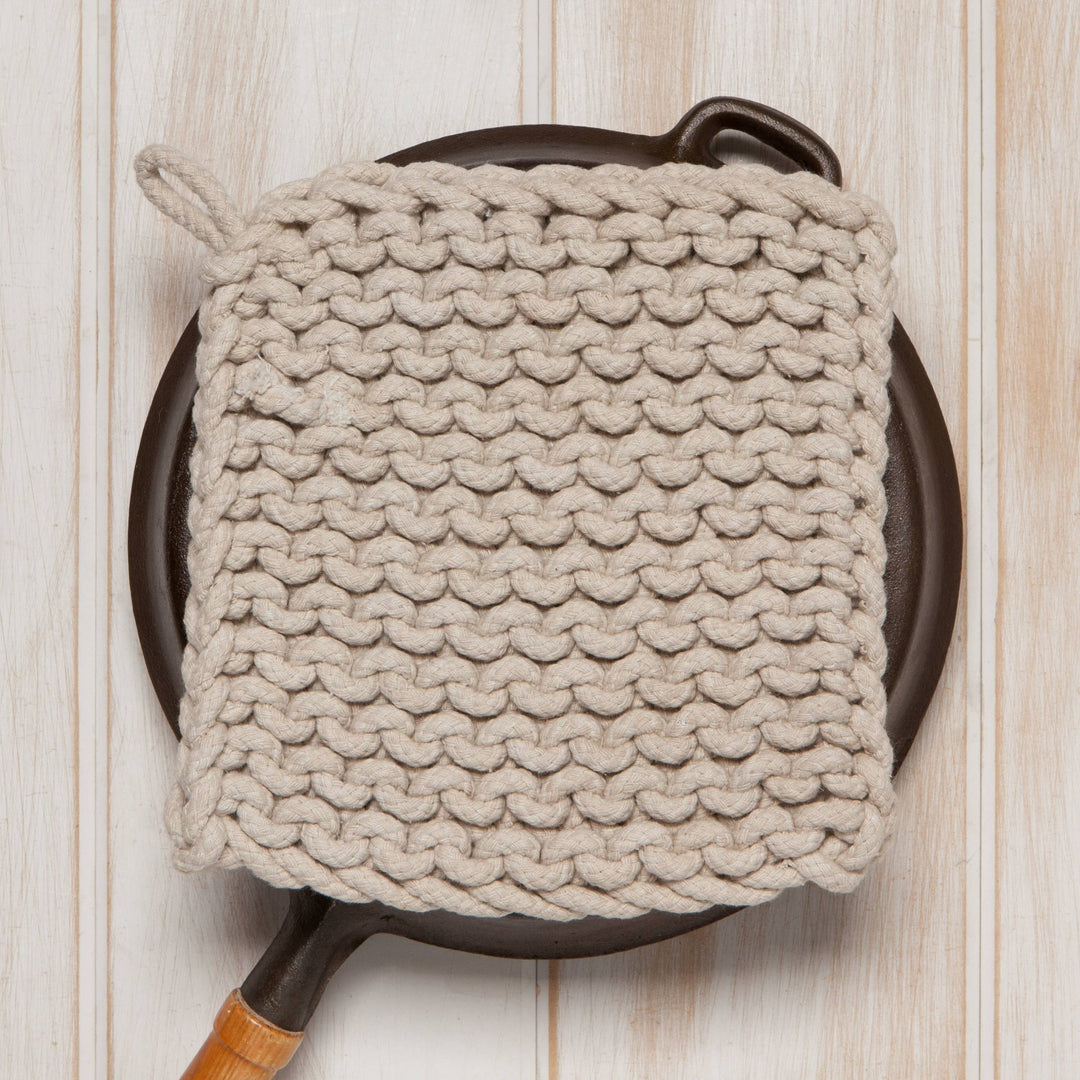 Dove Gray Knit Potholder - Merry PigletsDanica Heirloom