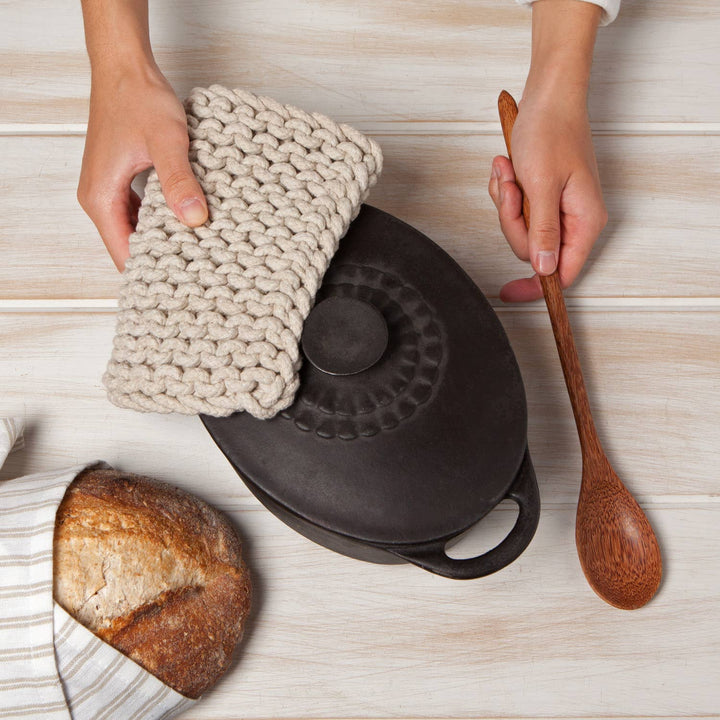 Dove Gray Knit Potholder - Merry PigletsDanica Heirloom