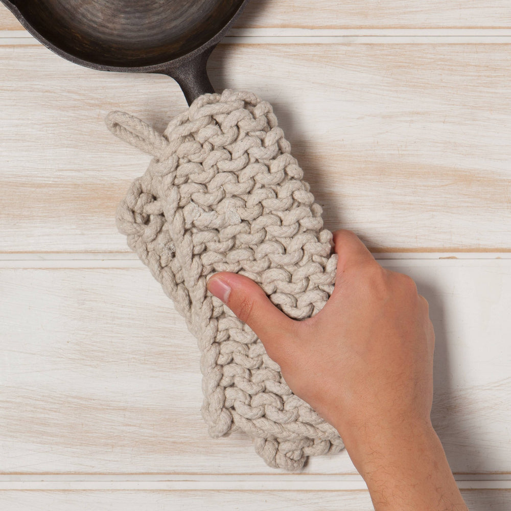 Dove Gray Knit Potholder - Merry PigletsDanica Heirloom