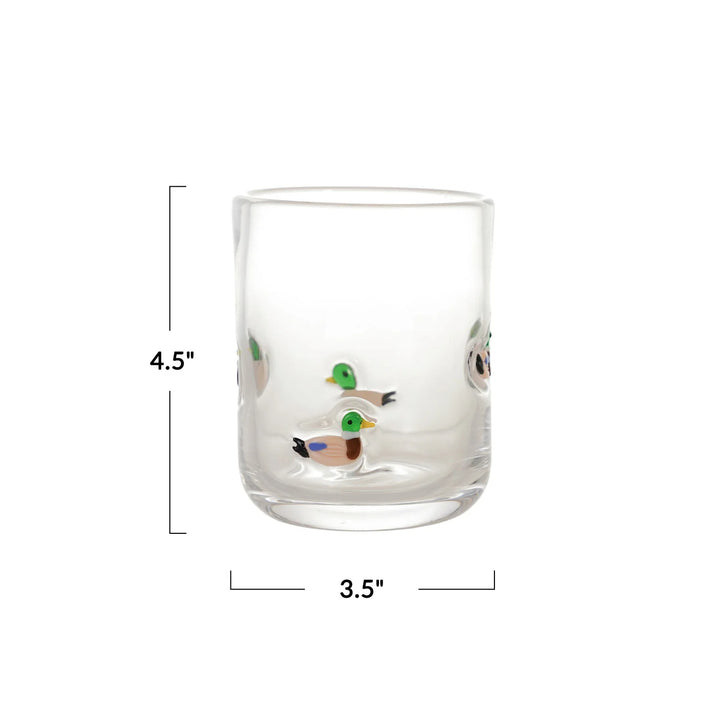 Hand-Blown Mallard Duck Drinking Glass