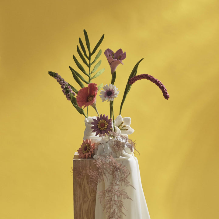 Dusty Red Amaranth Wool Flower - Merry PigletsGry and Sif