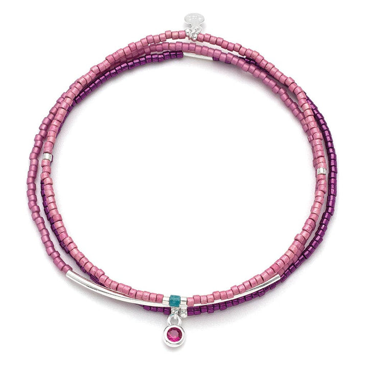 Bracelet Trio - Fuchsia/Silver