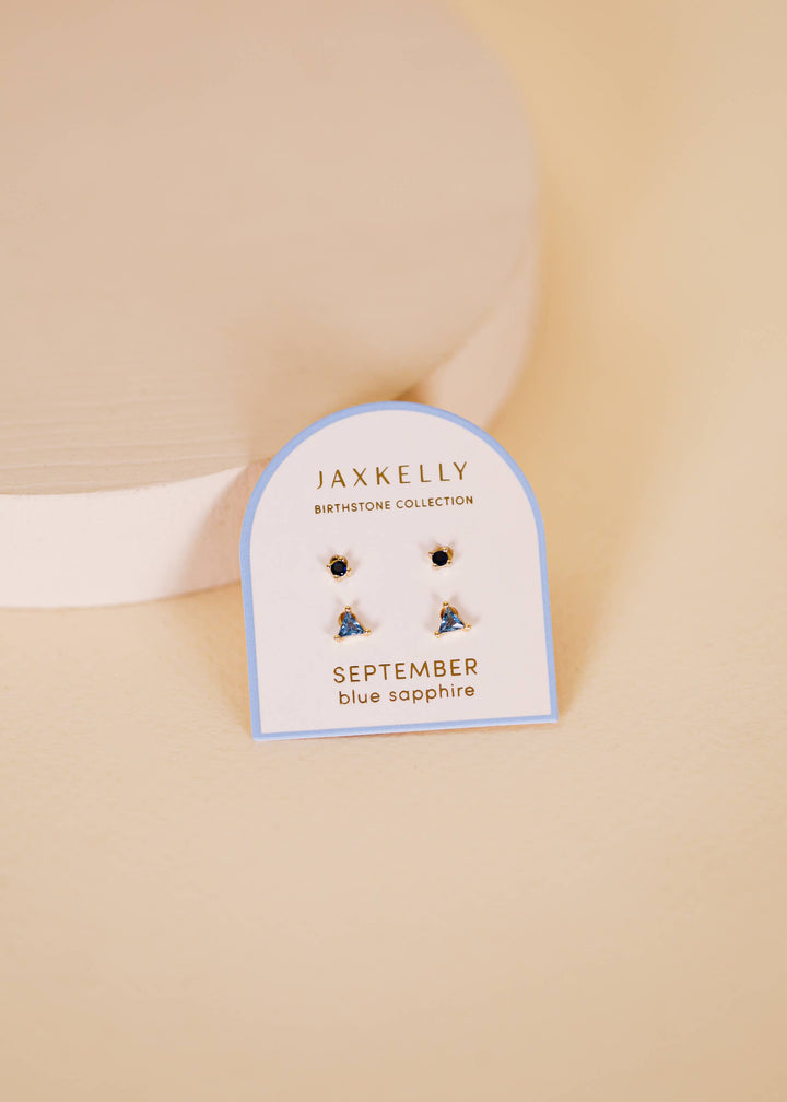 Birthstone Stud Gold Earrings Set