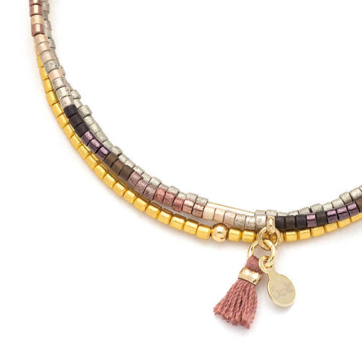 Beaded Bracelet Trio - Bronze Multi/Gold