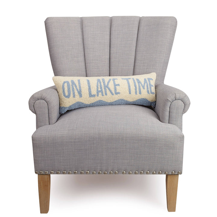 On Lake Time Wool Hooked Pillow