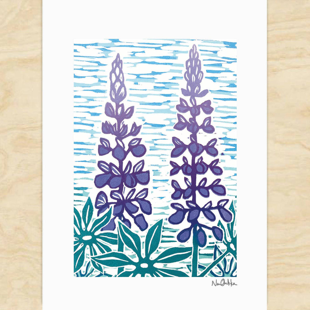 Lupines Greeting Card - Merry Piglets