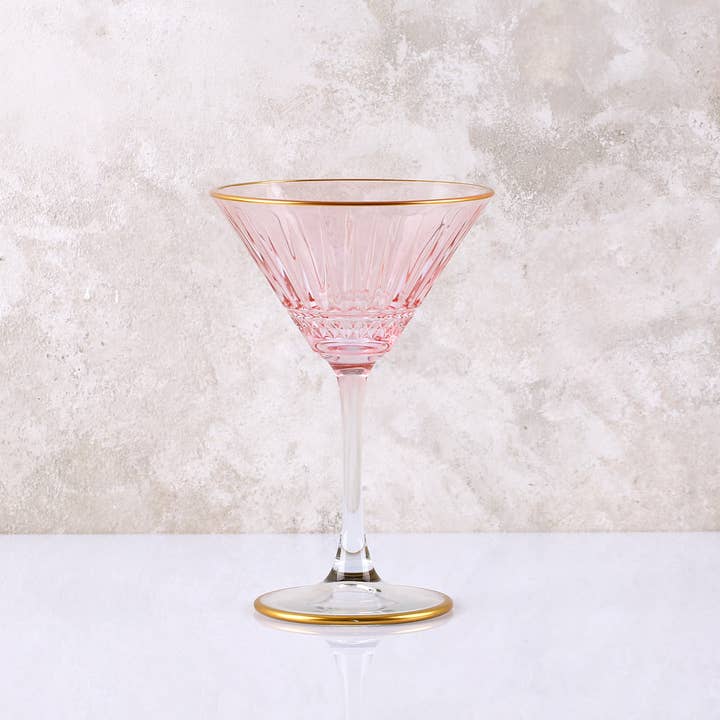 Blush Art Deco Martini Glass - Merry Piglets