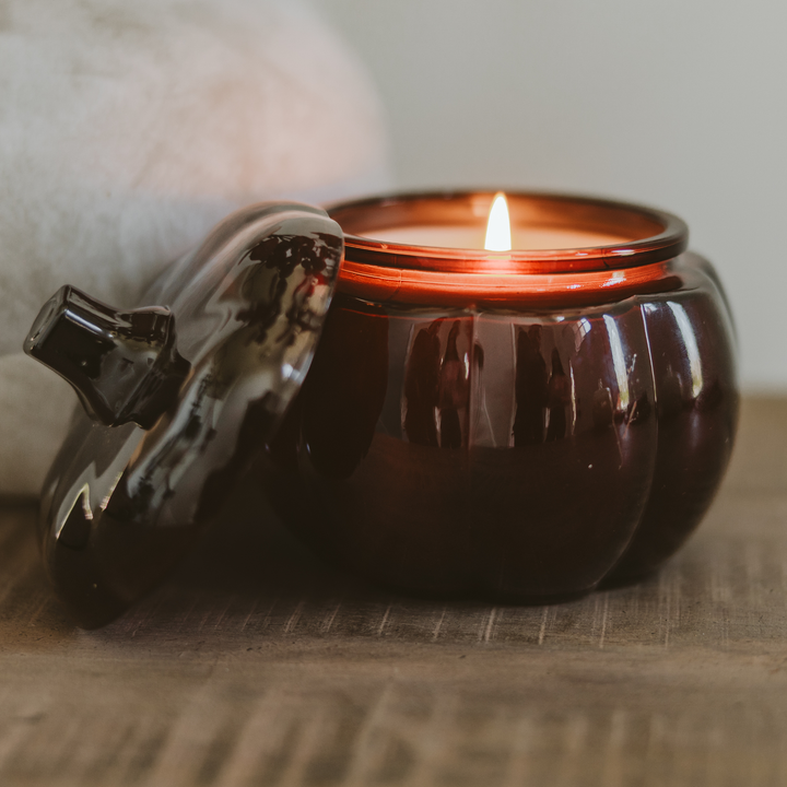 Hello Fall Pumpkin Amber Jar Candle