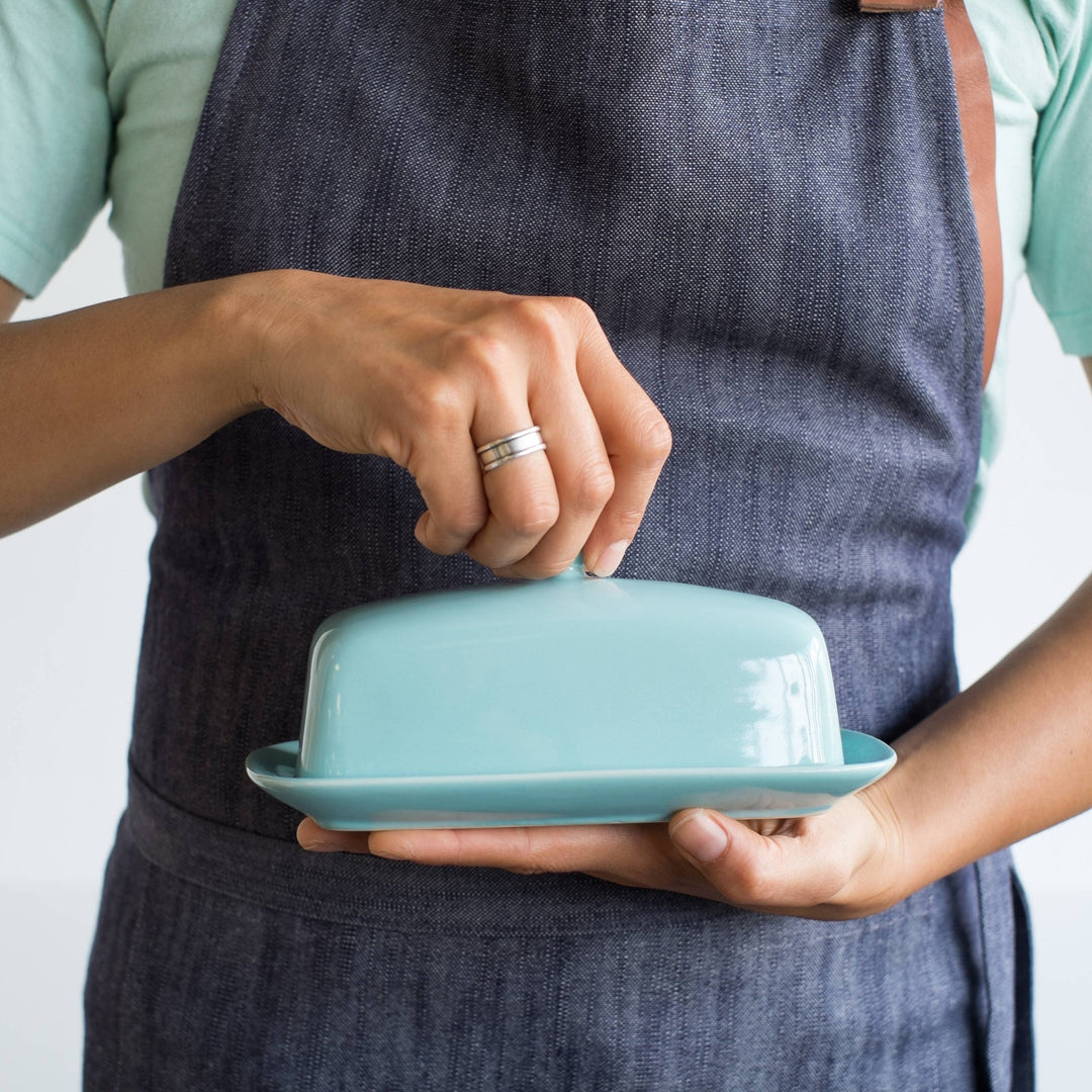 Eggshell Blue Butter Dish - Merry PigletsNow Designs by Danica