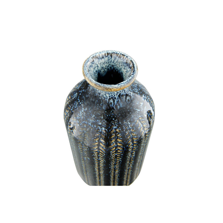 Embossed Blue Stoneware Glazed Vase - Merry PigletsCreative Co-Op