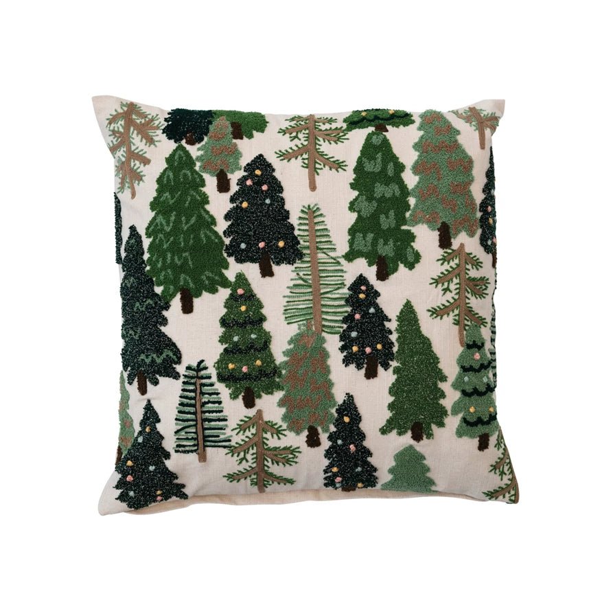 Embroidered Tree Pillow - Merry PigletsCreative Co-Op