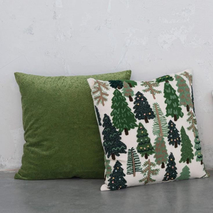 Embroidered Tree Pillow - Merry PigletsCreative Co-Op