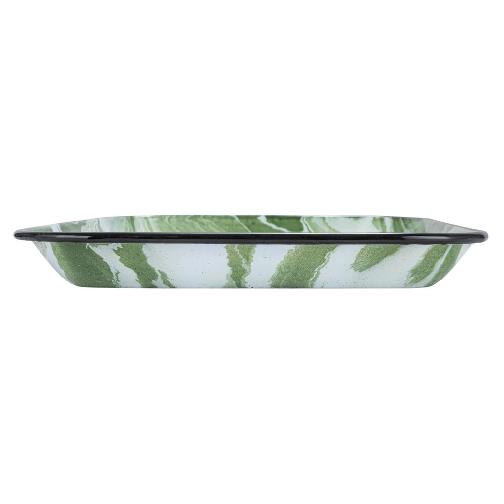 Enameled Tray With Black Rim - Merry PigletsCreative Co - Op