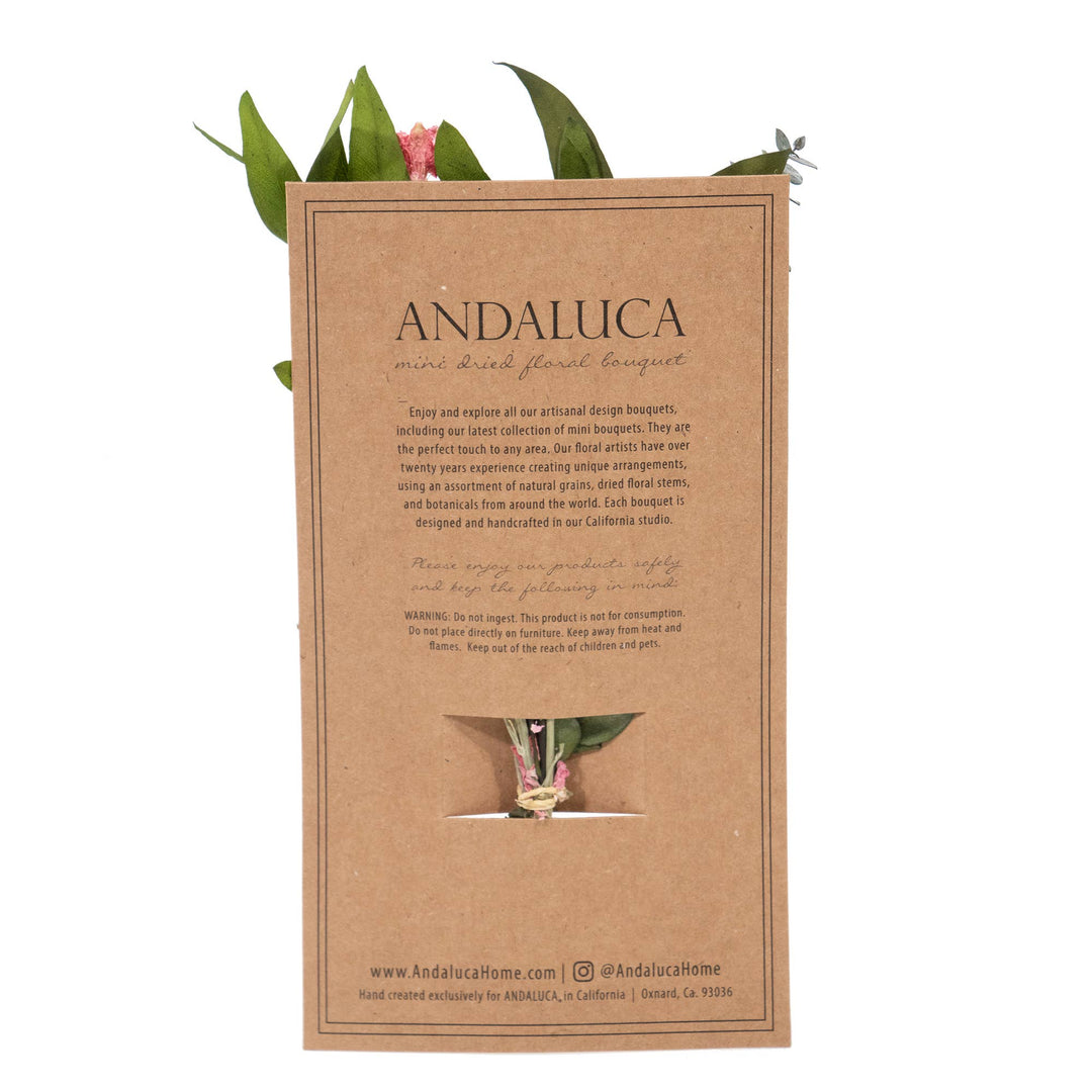 Eucalyptus & Pink Larkspur Mini Bouquet - Merry PigletsAndaluca