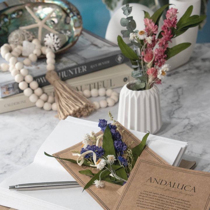 Eucalyptus & Purple Larkspur Mini Bouquet - Merry PigletsAndaluca
