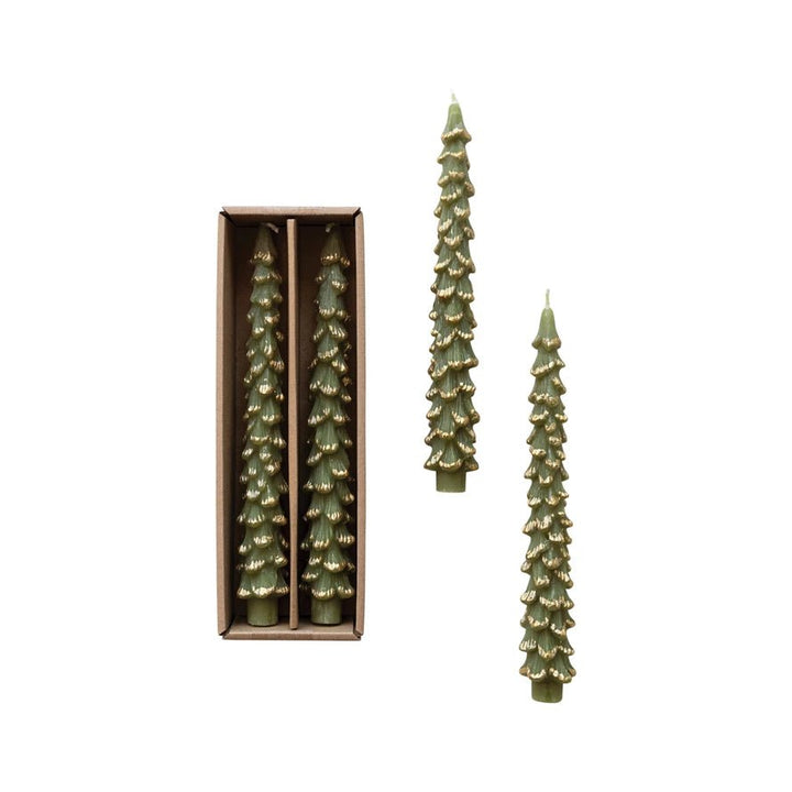 Evergreen Gold Tree Taper Candles - Merry PigletsCreative Co-Op