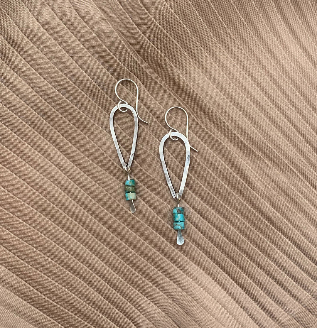 Silver Heishi Beads Drop Earrings