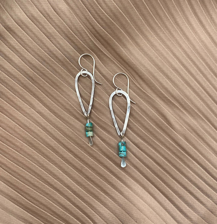 Silver Heishi Beads Drop Earrings