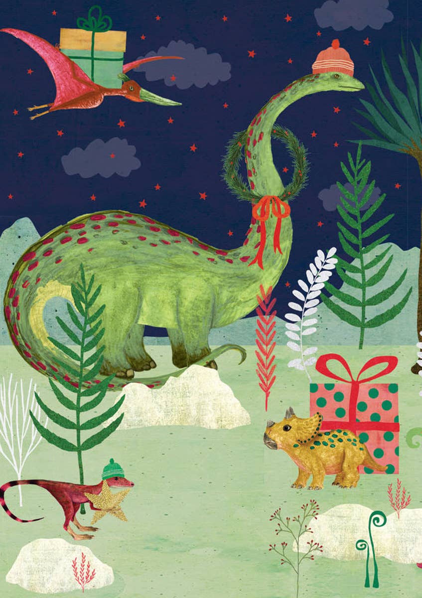 Dinosaur Christmas Advent Calendar Greeting Card